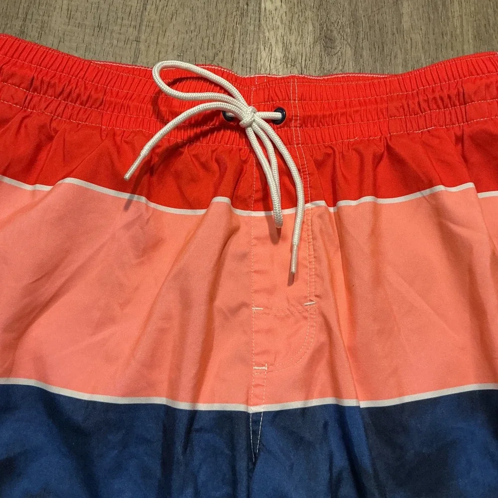 Old Navy Mens Swim Trunks Red Coral Navy Blue Mesh Lined Size M